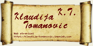 Klaudija Tomanović vizit kartica